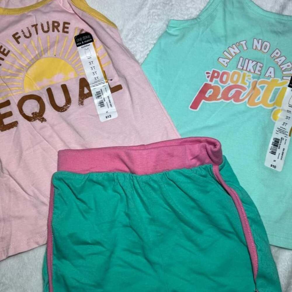 Paw Patrol Shorts Size 3T Green Pink Cotton Blend